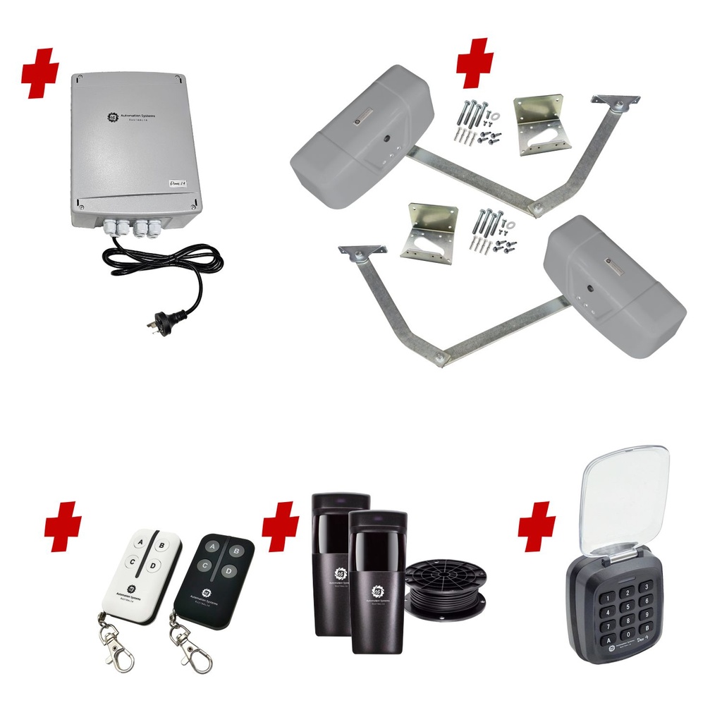 RAPTOR Extra Heavy Duty ITALIAN Electric 24V Low Voltage Automatic Double Swing Driveway Gate Opener Kit ROBUST Heavy Duty Design with Keypad Pin Code