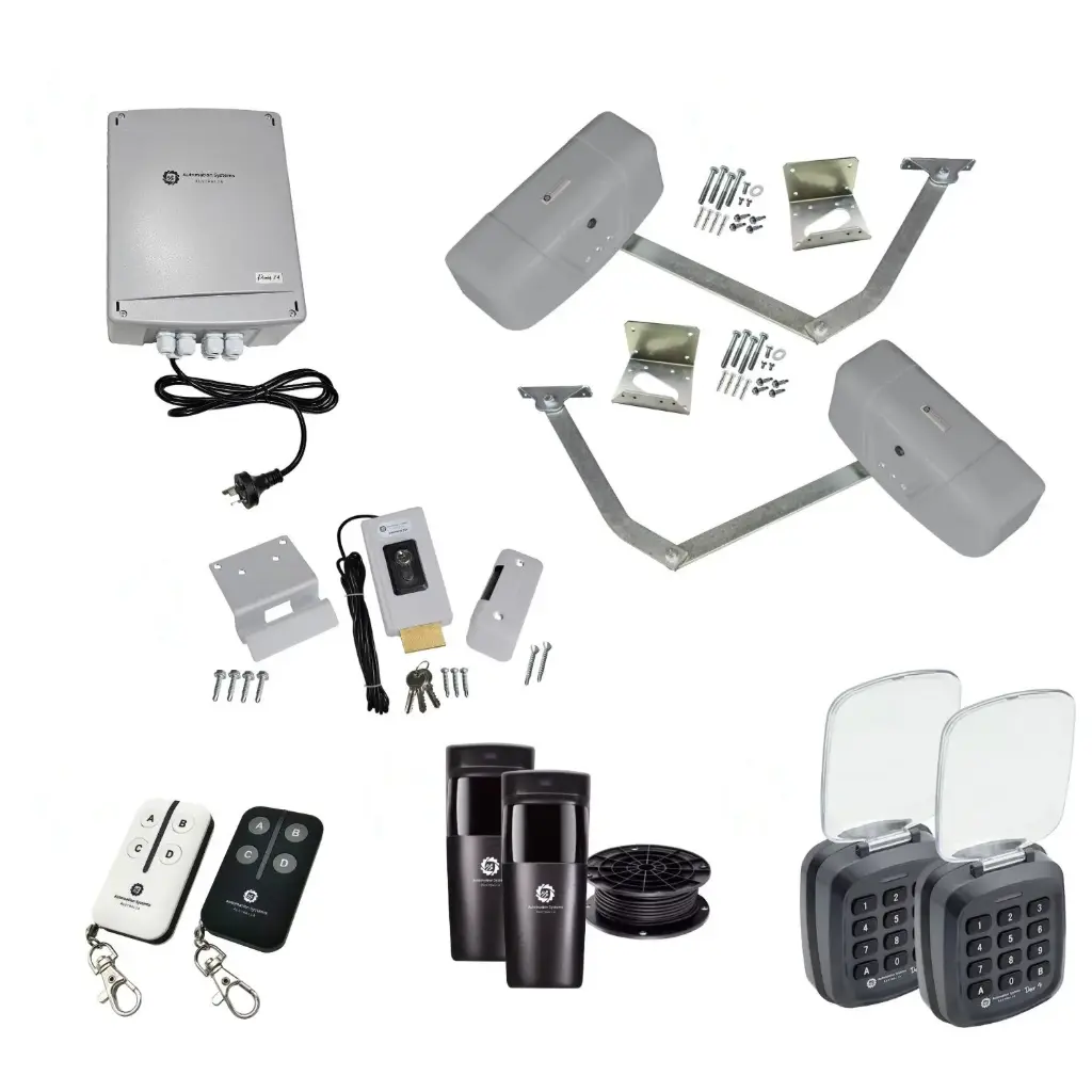 RAPTOR Extra Heavy Duty ITALIAN Electric 24V Low Voltage Automatic Double Swing Driveway Gate Opener Kit ROBUST Heavy Duty Design with TWO Keypads Entry Exit