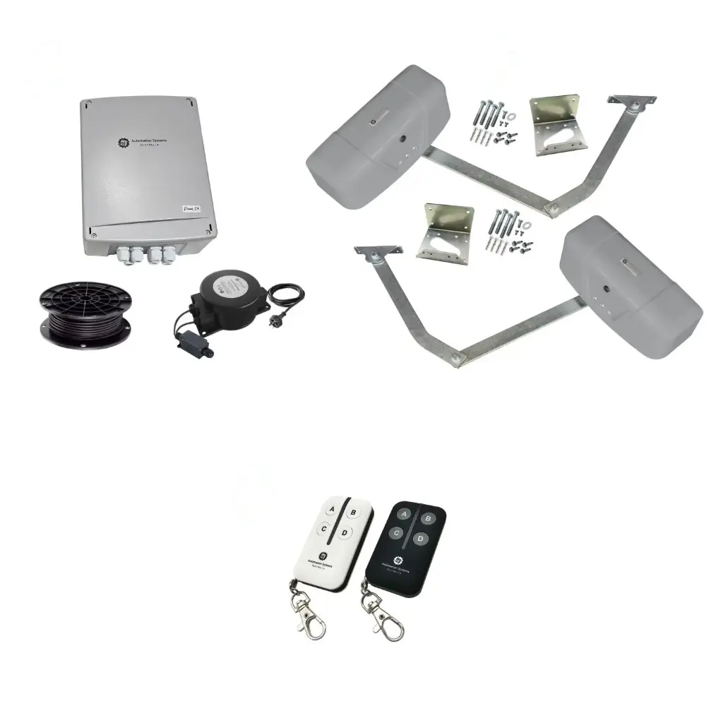 RAPTOR Extra Heavy Duty ITALIAN Low Voltage 24V Automatic Double Swing Driveway Gate Opener 24 Volt Kit ROBUST Heavy Duty Design BASE KIT