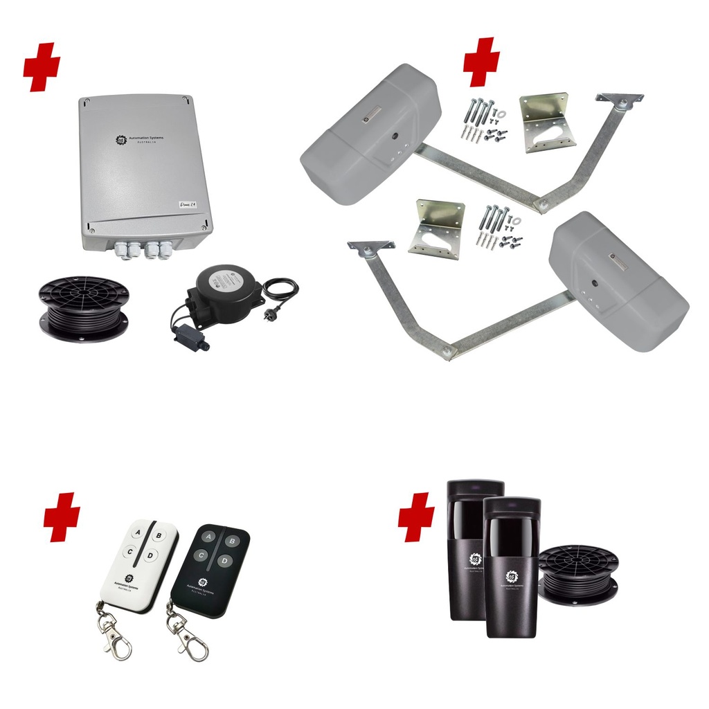 RAPTOR Extra Heavy Duty ITALIAN Low Voltage 24V Automatic Double Swing Driveway Gate Opener 24 Volt Kit ROBUST Heavy Duty Design for Trade Installers