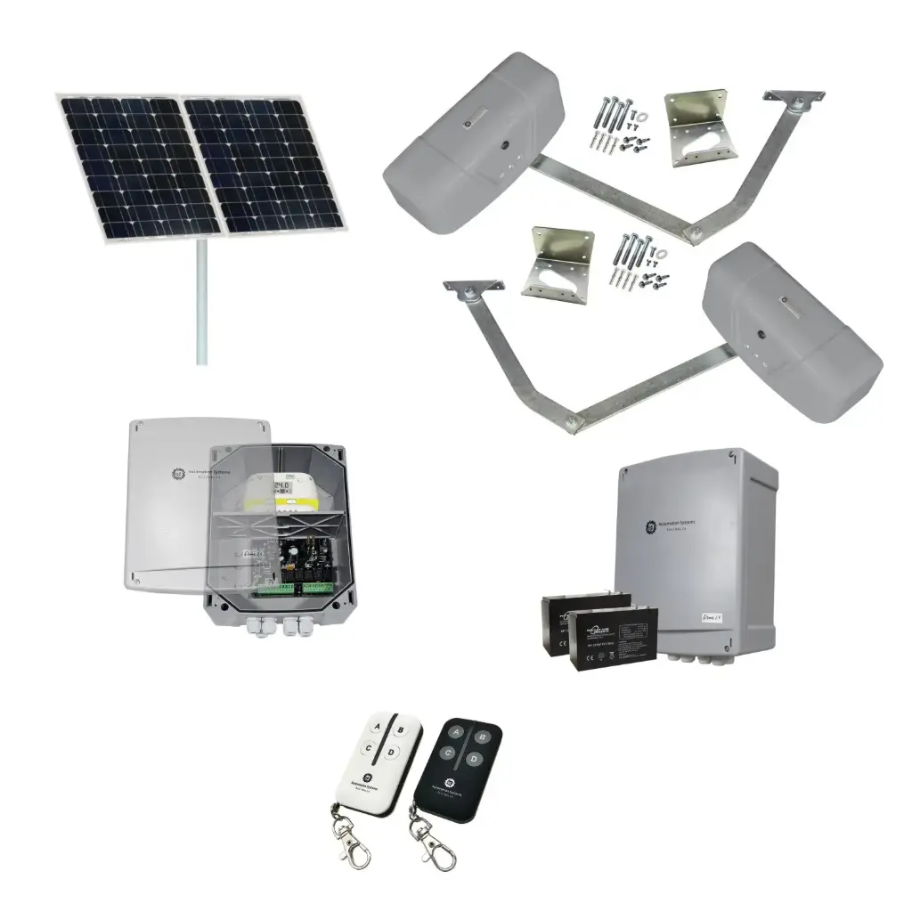 RAPTOR Extra Heavy Duty ITALIAN Solar Powered Automatic Double Swing Driveway Gate Opener 24 Volt Kit ROBUST Heavy Duty Design BASE KIT