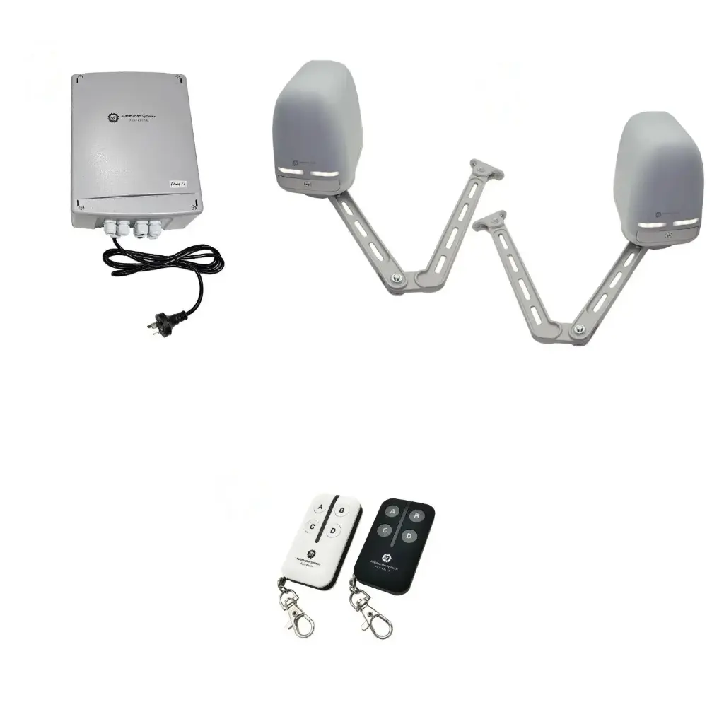 Apache ARTICULATING Italian Electric 24V Low Voltage Automatic Double Swing Driveway Gate Opener Kit ROBUST Heavy Duty Design BASE KIT