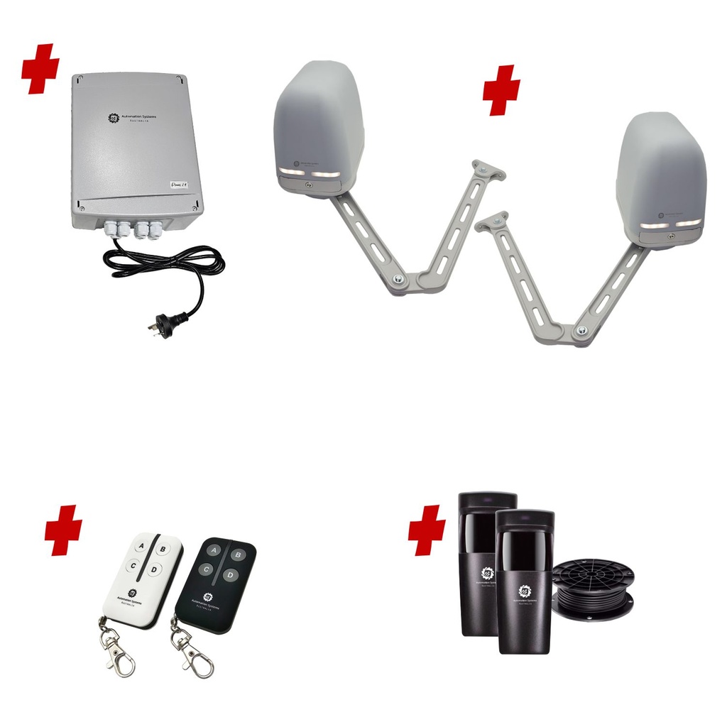 Apache ARTICULATING Italian Electric 24V Low Voltage Automatic Double Swing Driveway Gate Opener Kit ROBUST Heavy Duty Design for Trade Installers
