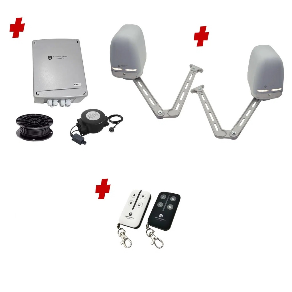 Apache ARTICULATING Italian Low Voltage 24V Automatic Double Swing Driveway Gate Opener 24 Volt Kit ROBUST Heavy Duty Design BASE KIT