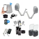 Apache ARTICULATING Italian Low Voltage 24V Automatic Double Swing Driveway Gate Opener 24 Volt Kit with Wifi Mobile App Control and Keypad Entry Exit