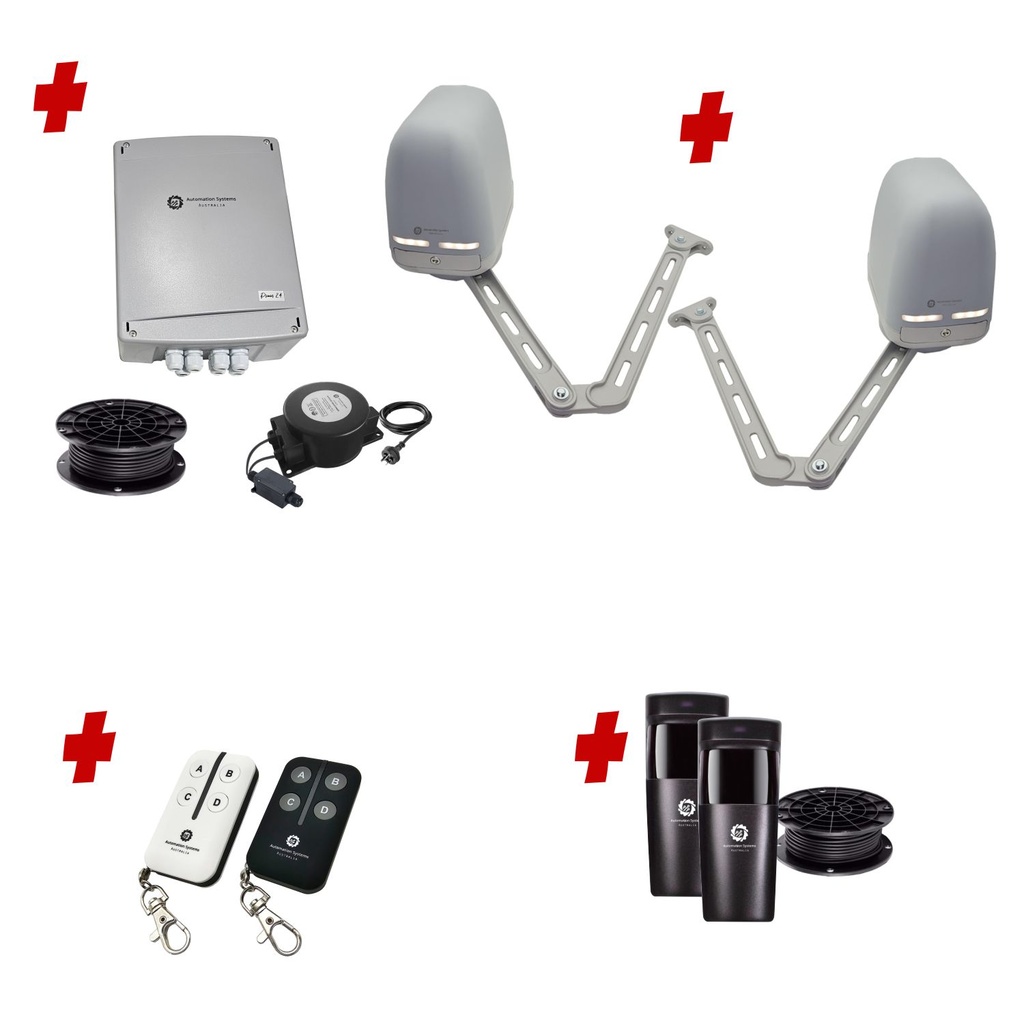 Apache ARTICULATING Italian Low Voltage 24V Automatic Double Swing Driveway Gate Opener 24 Volt Kit ROBUST Heavy Duty Design for Trade Installers