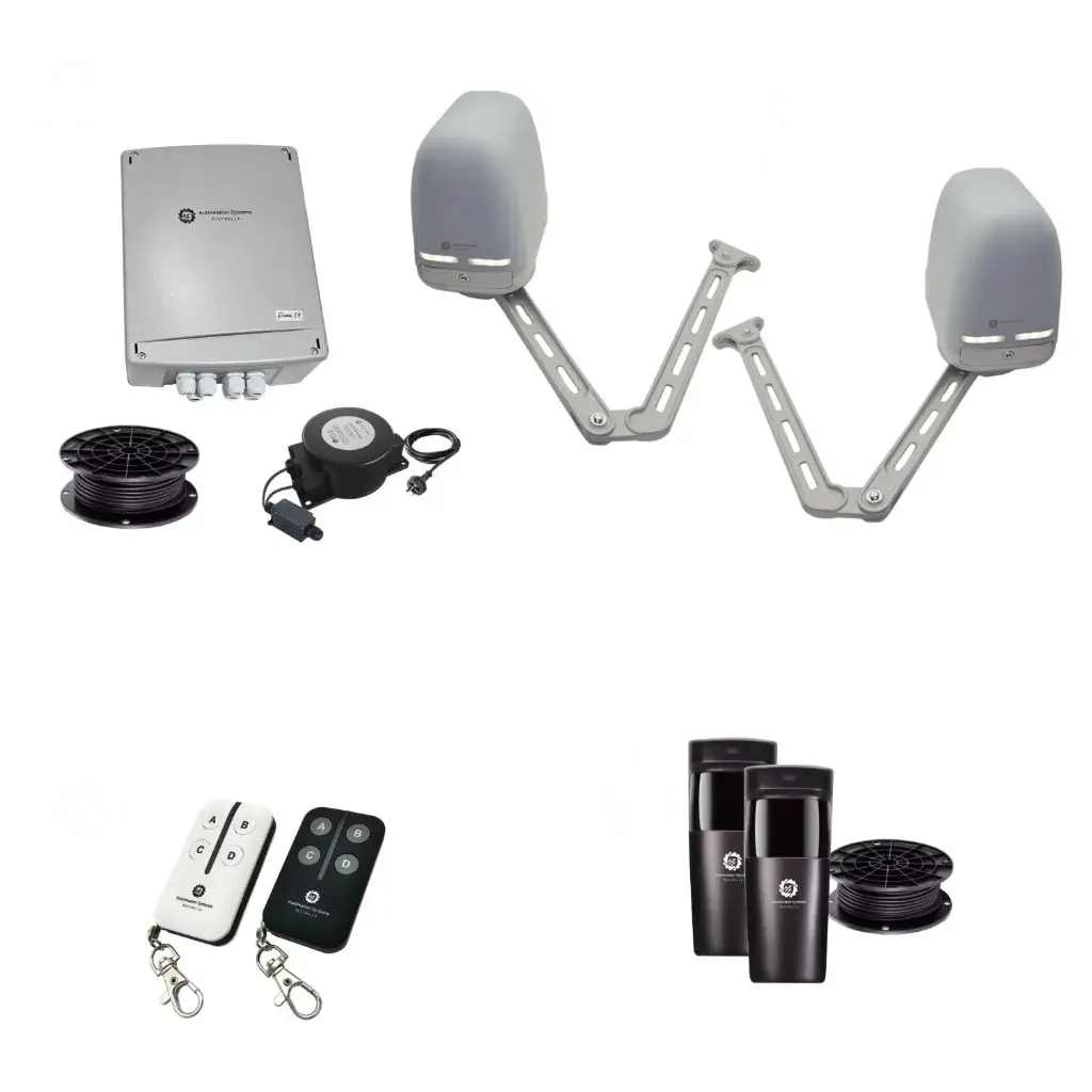 Apache ARTICULATING Italian Low Voltage 24V Automatic Double Swing Driveway Gate Opener 24 Volt Kit ROBUST Heavy Duty Design for Trade Installers