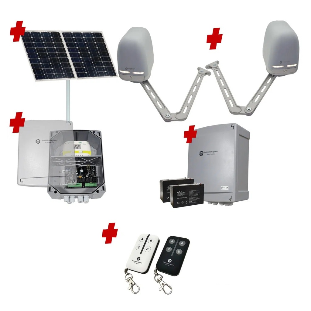 Apache ARTICULATING Italian Solar Powered Automatic Double Swing Driveway Gate Opener 24 Volt Kit ROBUST Heavy Duty Design BASE KIT