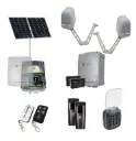 Apache ARTICULATING Italian Solar Powered Automatic Double Swing Driveway Gate Opener 24 Volt Kit ROBUST Heavy Duty Design with Keypad Pin Code