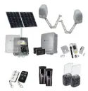 Apache ARTICULATING Italian Solar Powered Automatic Double Swing Driveway Gate Opener 24 Volt Kit ROBUST Heavy Duty Design with TWO Keypads Entry Exit