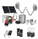 Apache ARTICULATING Italian Solar Powered Automatic Double Swing Driveway Gate Opener 24 Volt Kit ROBUST Heavy Duty Design with Wifi Mobile App Control and Keypad Entry