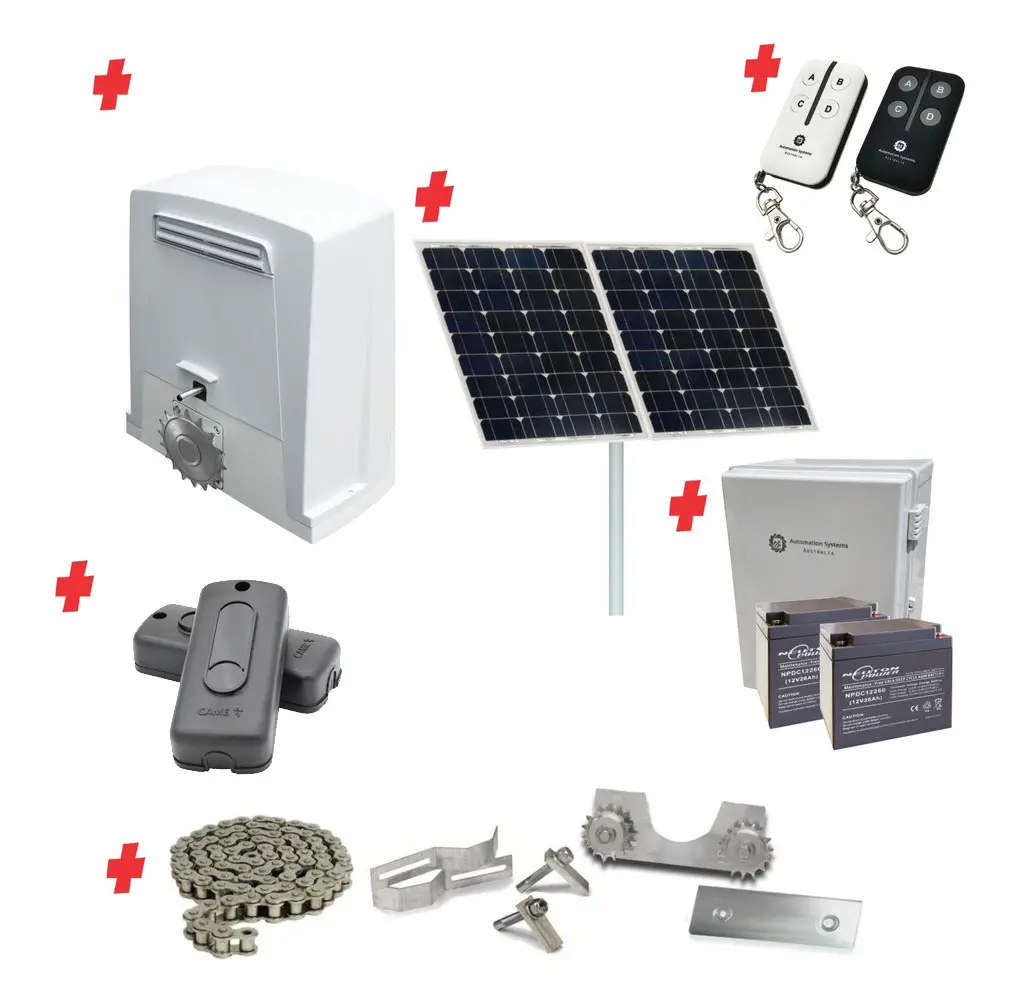 Chain Drive Super Duty COMMERCIAL GRADE Automatic Sliding Gate With BKV1500 Solar Powered Sliding Gate Motor Kit (1500G/20M MAX)