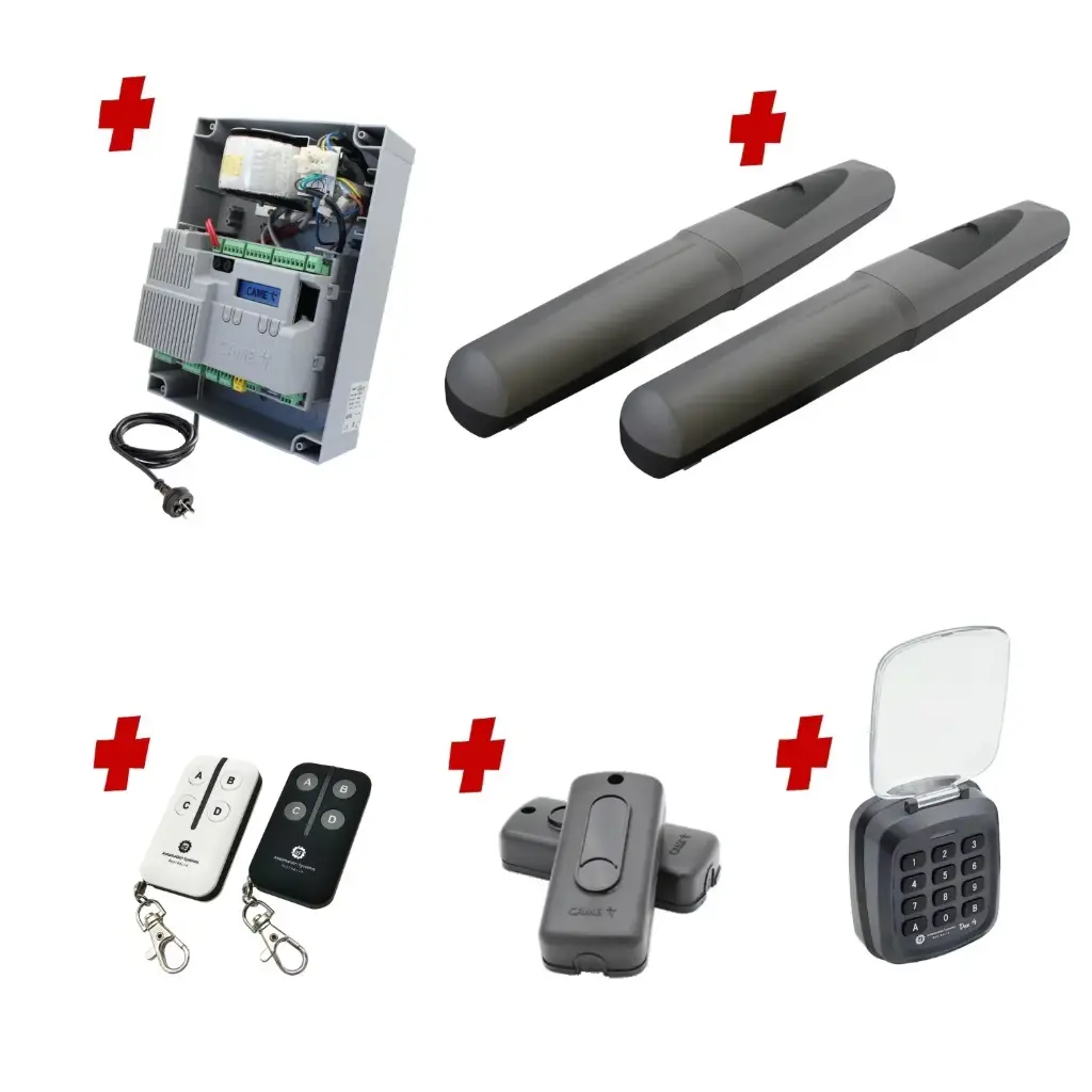 Double Swing Gate Automation Access Secure Kit Super Duty Linear Actuator with Limit Stops and Encoder Made in Italy