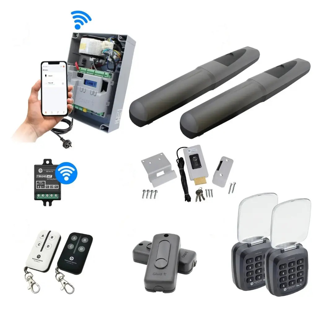 Double Swing Gate Automation Access Unlimited WiFi Bluetooth Kit Super Duty Linear Actuator with Limit Stops and Encoder Made in Italy