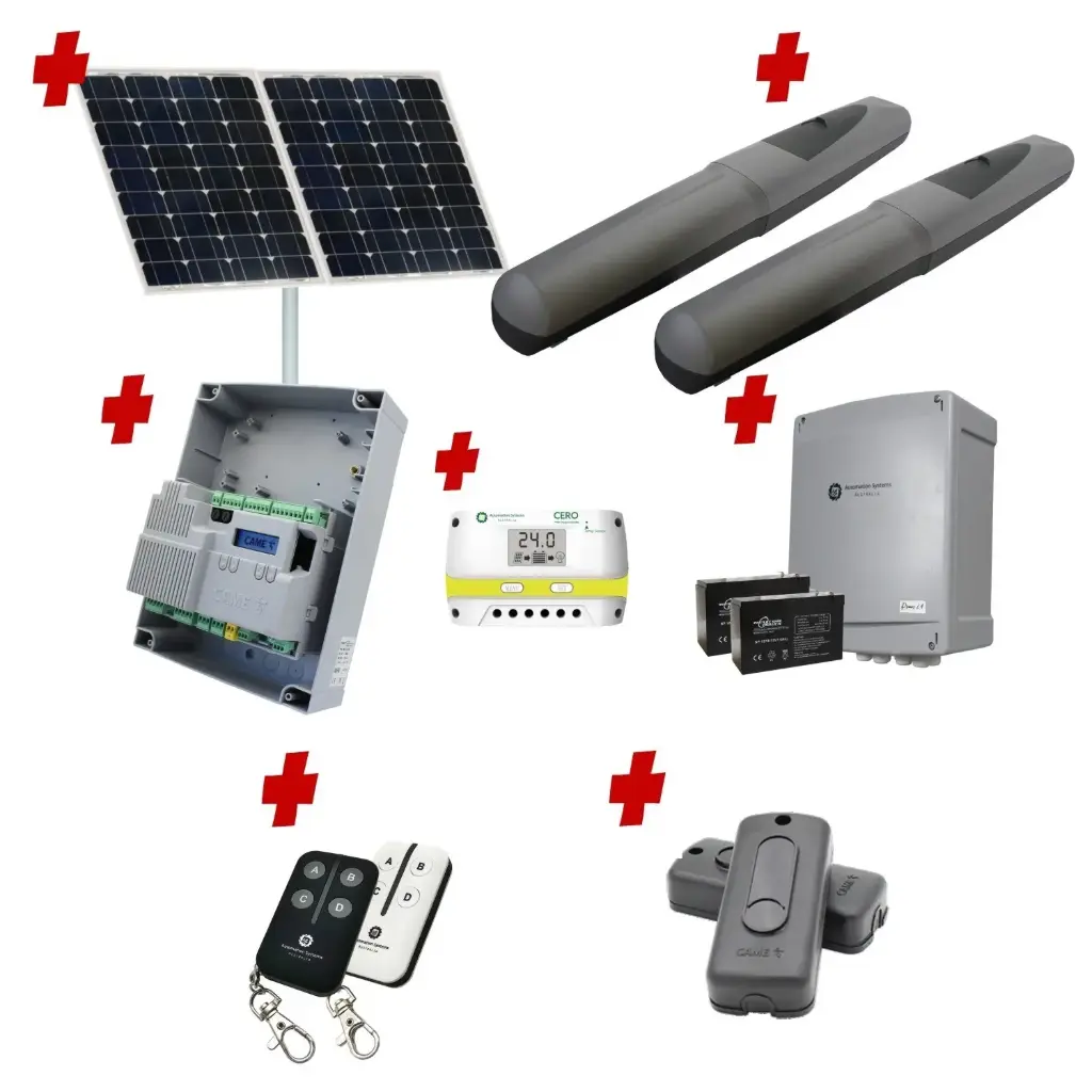 Solar Powered Double Swing Gate Automation Installer and Trade Kit Super Duty Linear Actuator with Limit Stops and Encoder Made in Italy