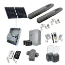 Solar Powered Double Swing Gate Automation Access Pro Kit Super Duty Linear Actuator with Limit Stops and Encoder Made in Italy