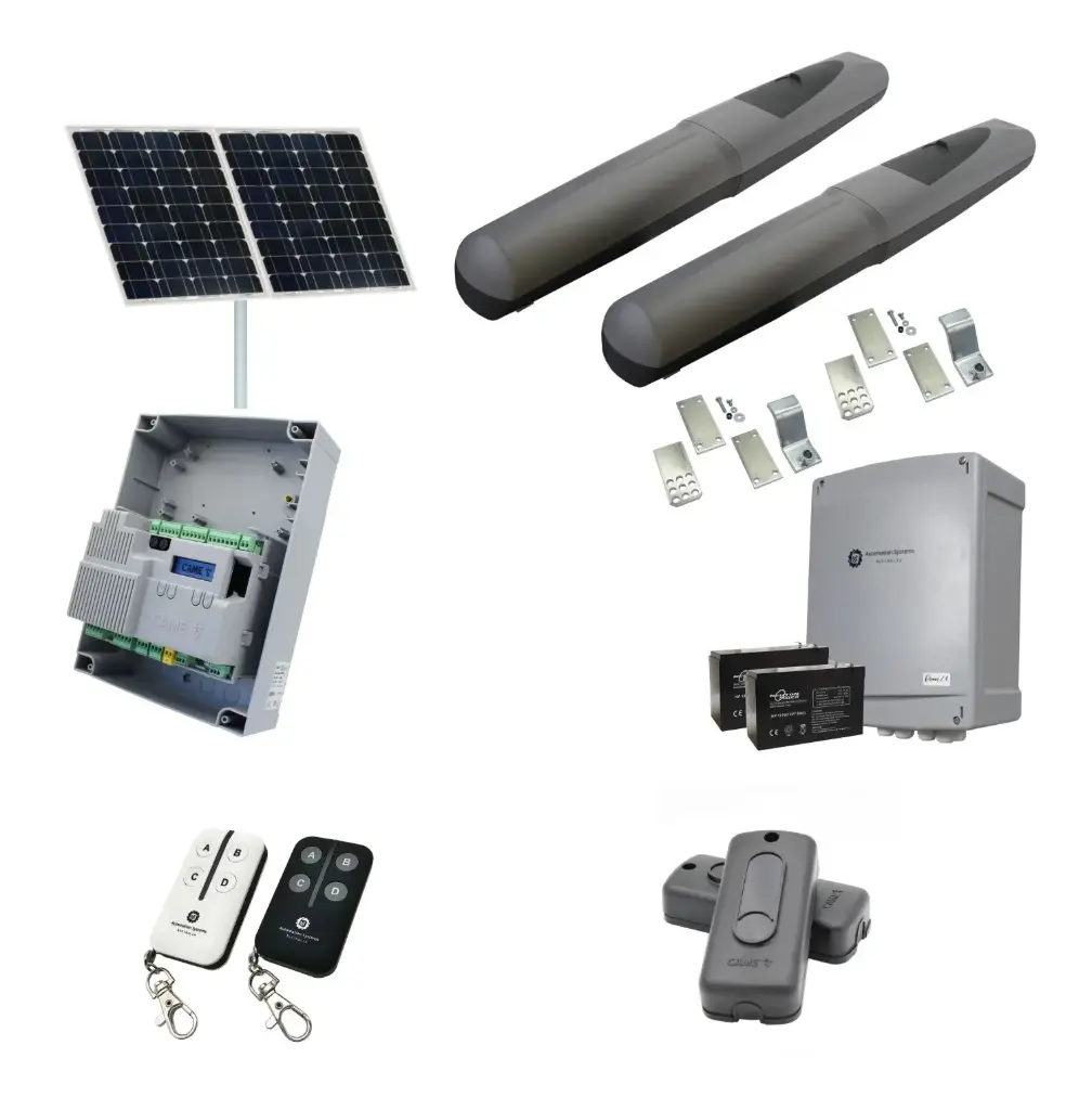 Solar Powered Double Swing Gate Automation Installer and Trade Kit Super Duty Linear Actuator with Limit Stops and Encoder Made in Italy