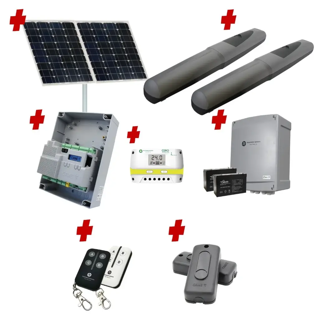 Solar Powered Double Swing Gate Automation Installer and Trade Kit Super Duty Linear Actuator with Limit Stops and Encoder Made in Italy