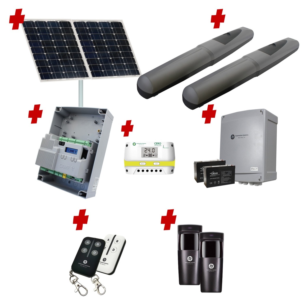 Solar Powered Double Swing Gate Automation Installer and Trade Kit Super Duty Linear Actuator with Limit Stops and Encoder Made in Italy