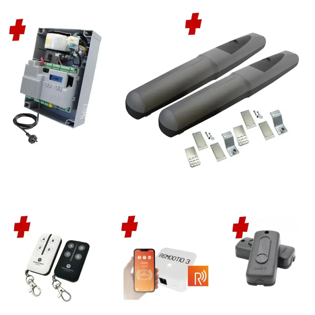 Double Swing Gate Automation Remootio Kit Super Duty Linear Actuator with Limit Stops and Encoder Made in Italy