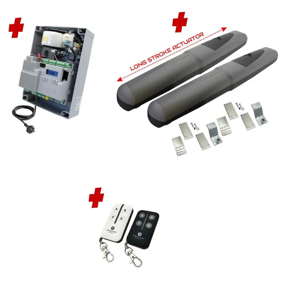 Double Swing Gate Automation Base Kit Super Duty Linear Actuator with Limit Stops and Encoder Made in Italy 