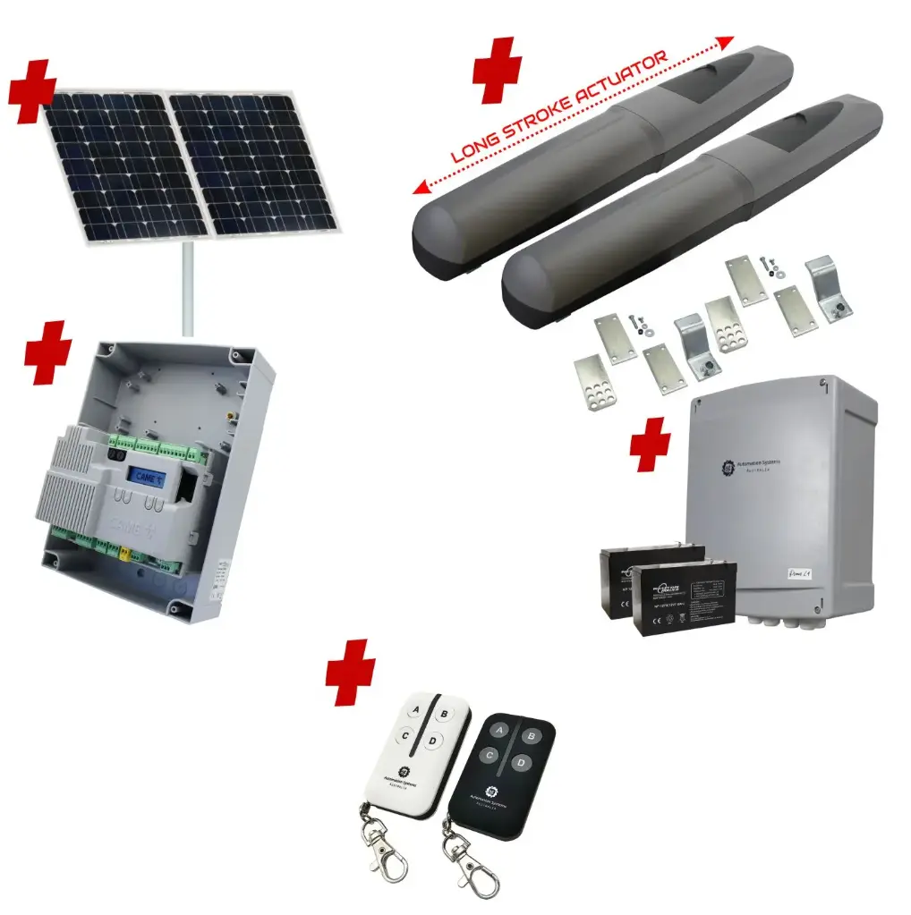 Solar Powered Swing Gate Automation Base Kit Super Duty Linear Actuator with Limit Stops and Encoder Made in Italy