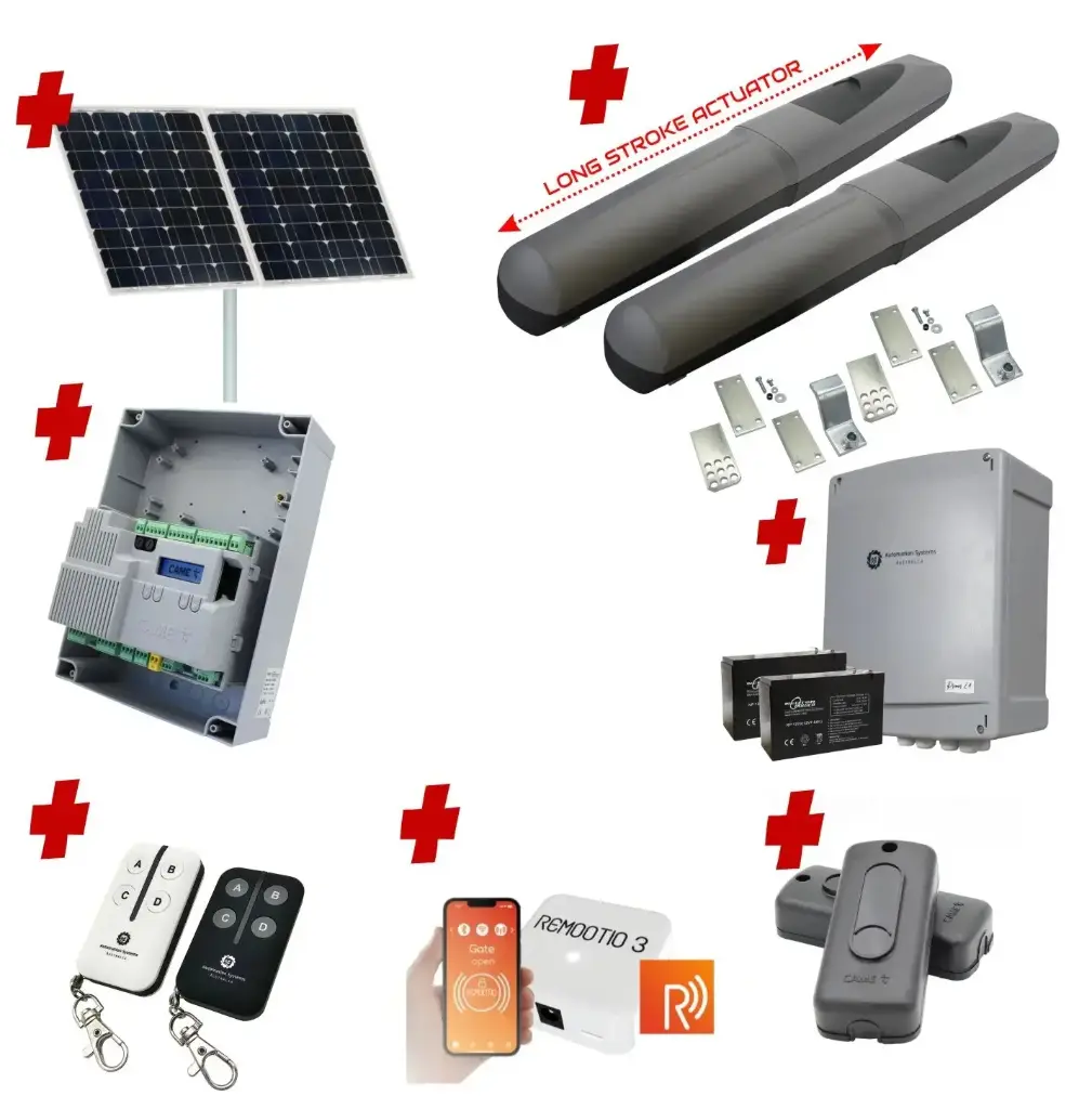 Solar Powered Swing Gate Automation Remootio Kit Super Duty Linear Actuator with Limit Stops and Encoder Made in Italy 