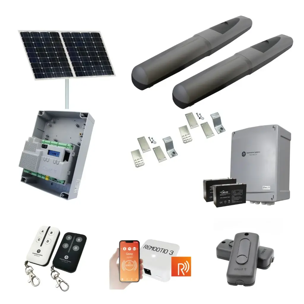 Solar Powered Swing Gate Automation Remootio Kit Super Duty Linear Actuator with Limit Stops and Encoder Made in Italy 