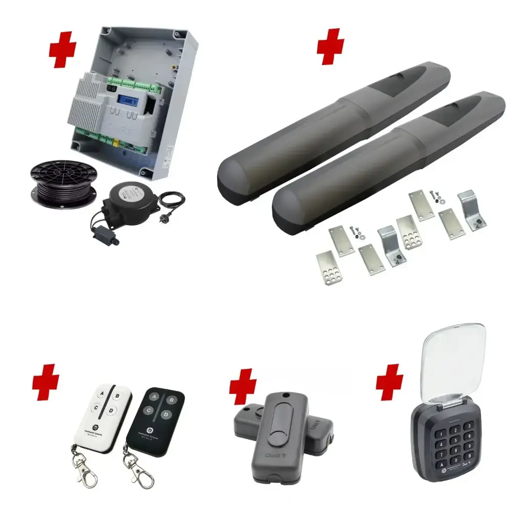 Double Swing Gate Automation Access Secure Kit Super Duty Linear Actuator with Limit Stops and Encoder Made in Italy