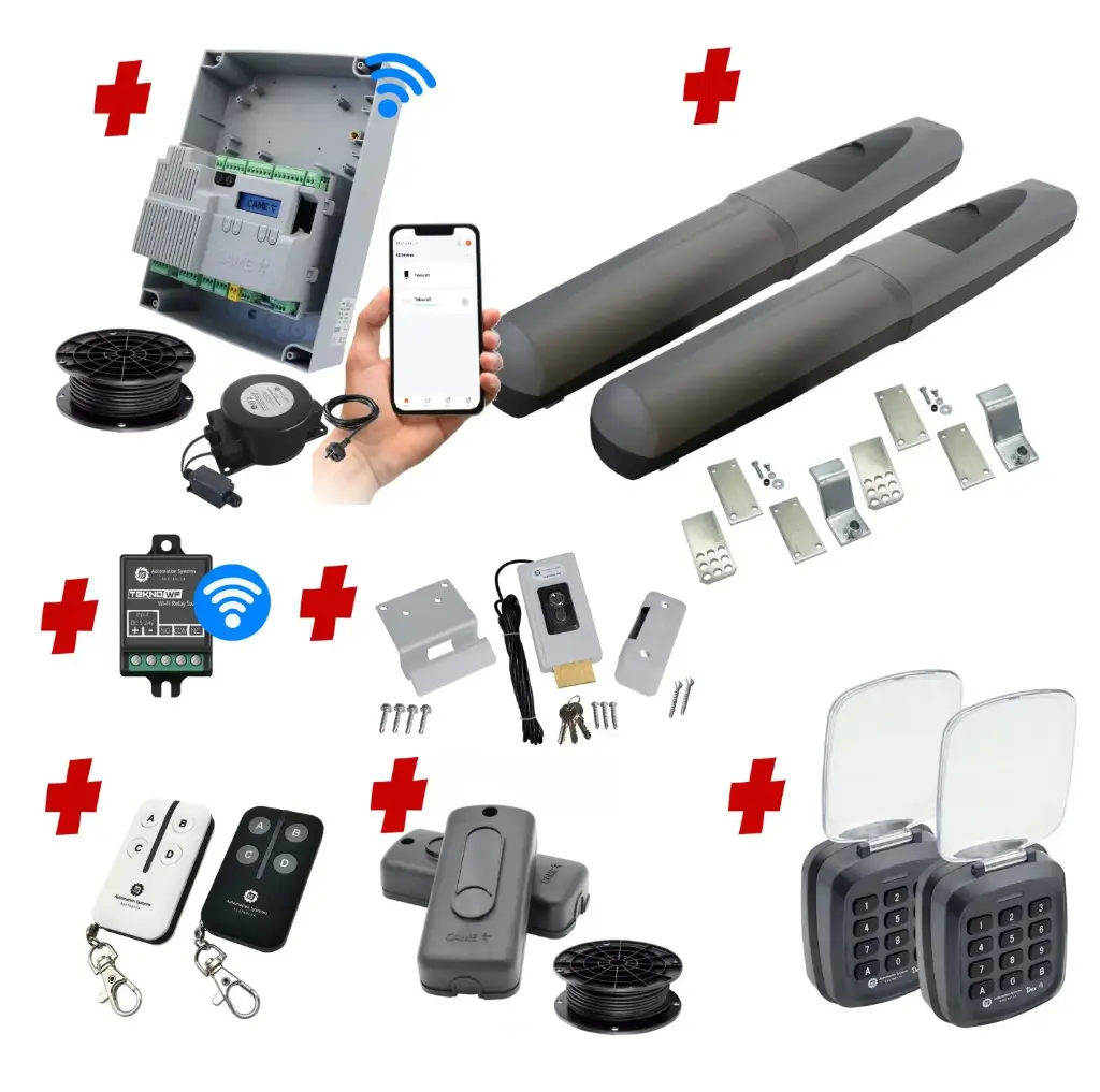 Double Swing Gate Automation Access Unlimited WiFi Bluetooth Kit Super Duty Linear Actuator with Limit Stops and Encoder Made in Italy 