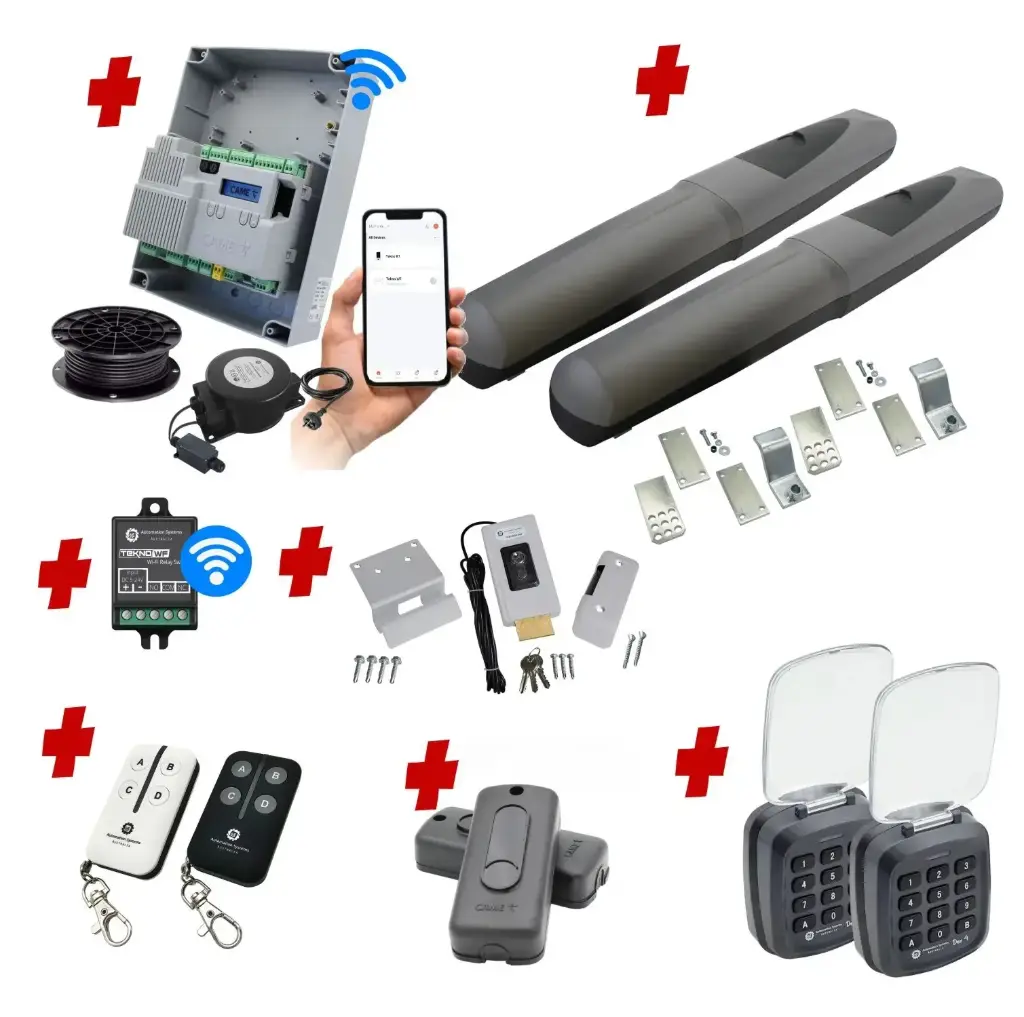 Double Swing Gate Automation Access Unlimited WiFi Bluetooth Kit Super Duty Linear Actuator with Limit Stops and Encoder Made in Italy 