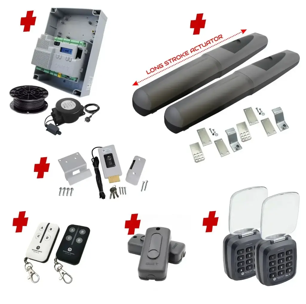 Double Swing Gate Automation Access Pro Kit Super Duty Linear Actuator with Limit Stops and Encoder Made in Italy 