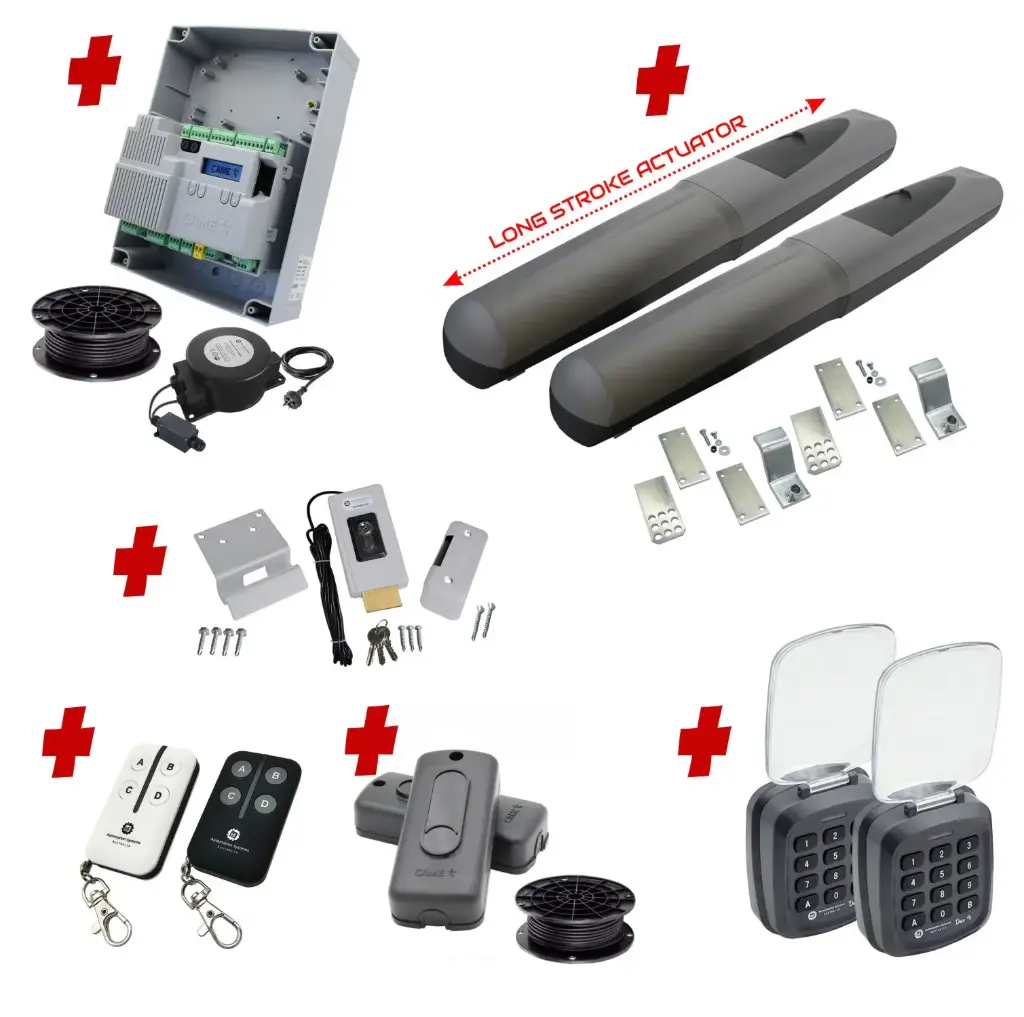 Double Swing Gate Automation Access Pro Kit Super Duty Linear Actuator with Limit Stops and Encoder Made in Italy 
