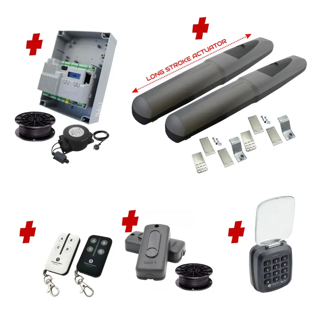 Double Swing Gate Automation Access Secure Kit Super Duty Linear Actuator with Limit Stops and Encoder Made in Italy