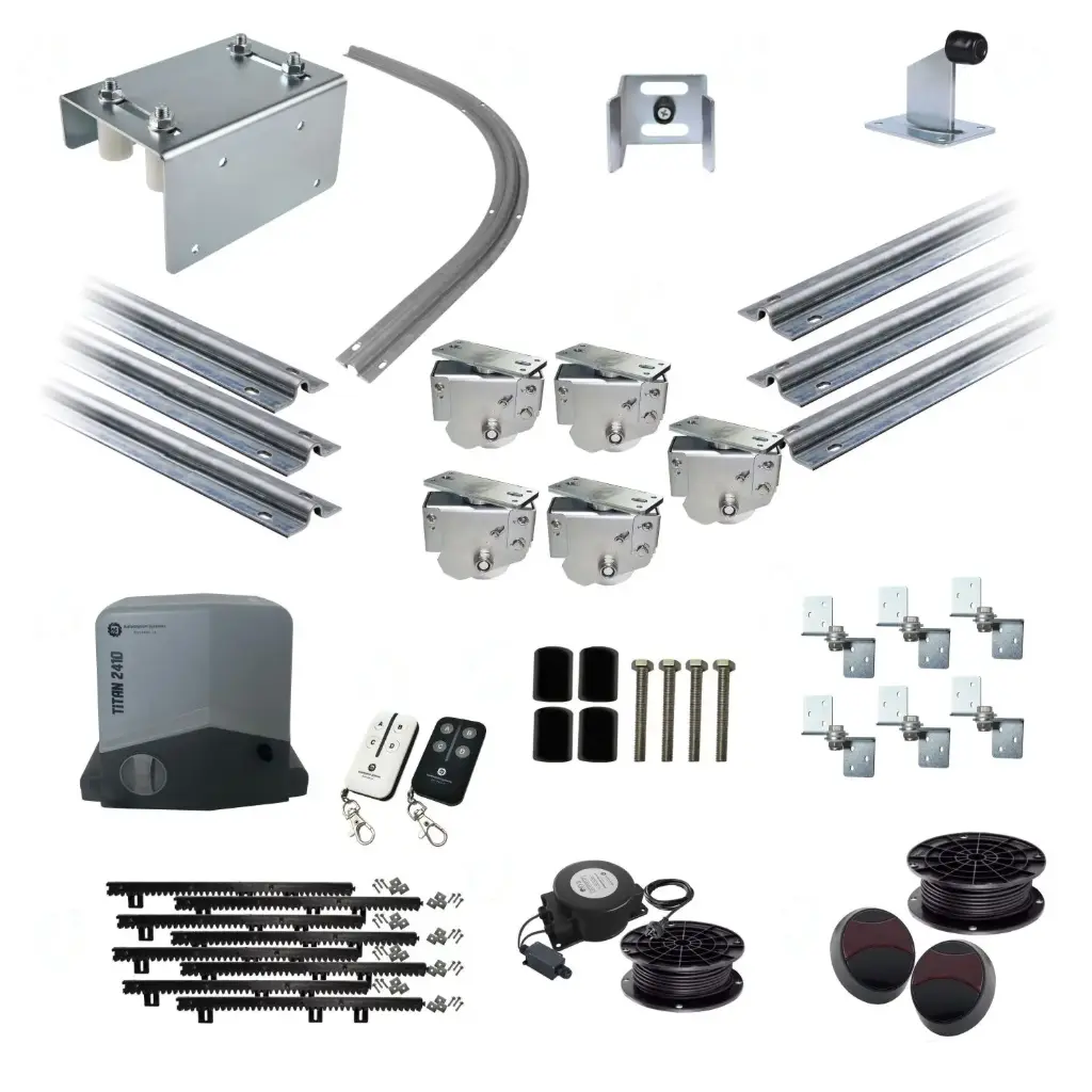 Complete Automatic Radius Turning Sectional Sliding Gate With Titan Low Voltage Sliding Gate Motor