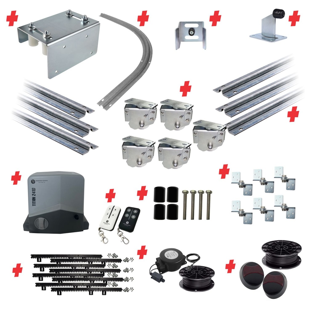 Complete Automatic Radius Turning Sectional Sliding Gate (Version 3 Dampening and Spring Loaded Wheels) With Titan Low Voltage Sliding Gate Motor