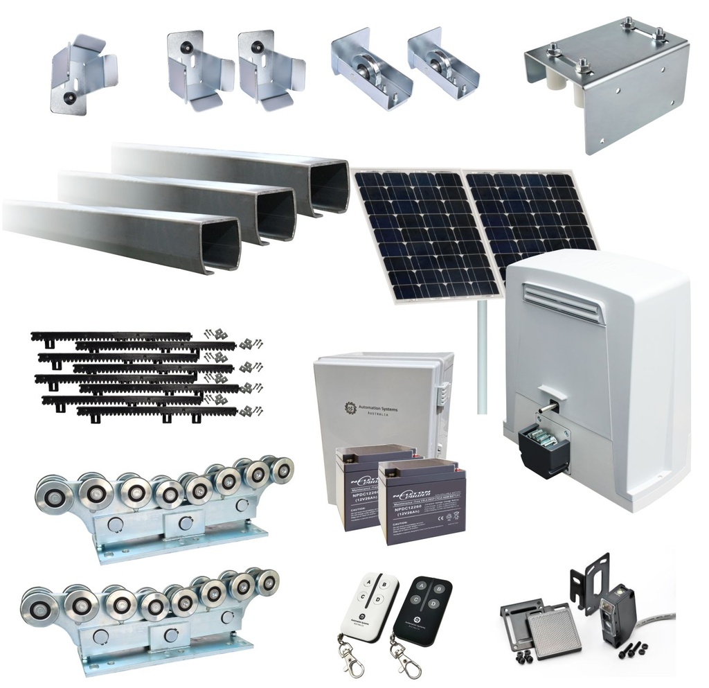 Complete COMMERCIAL GRADE Automatic Extra Heavy Duty Cantilever System With BKV1500 Solar Powered Sliding Gate Motor Kit (Heavy Duty PLUS)