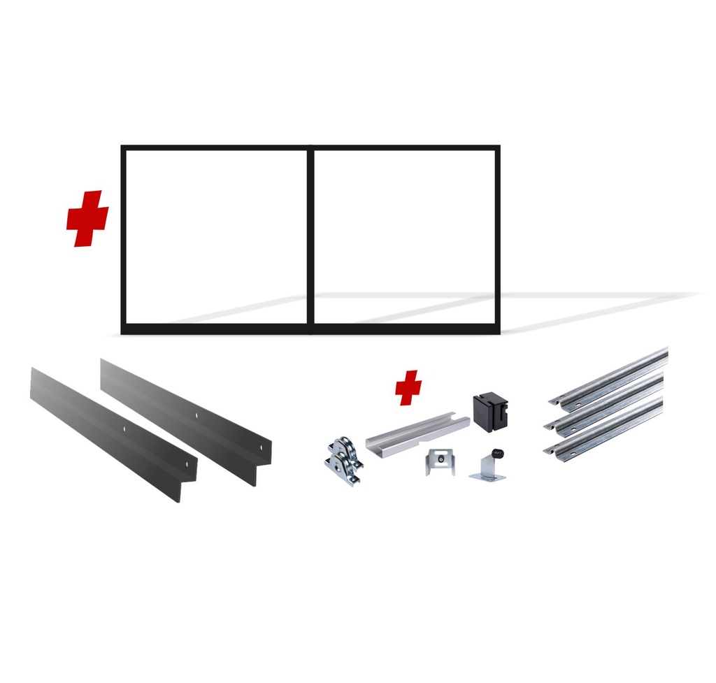 Up to 3200mm / 3.2m Opening (1200mm H) 3.6×1.2m Sliding Driveway Gate Package Cladding Gate Frame (External Cladding) (Satin Black Powder Coat)