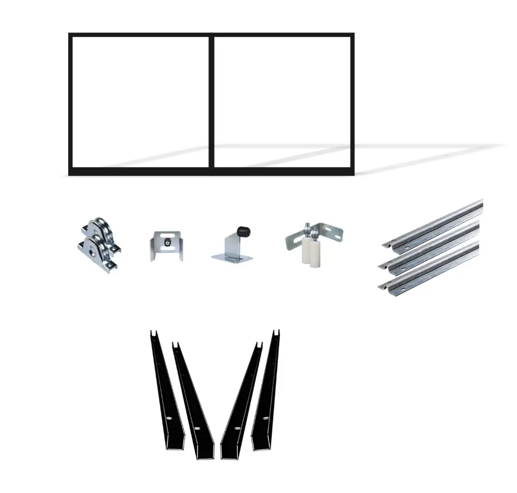 Up to 3200mm / 3.2m Opening (1800mm H) 3.6×1.8m Sliding Driveway Gate Package Cladding Gate Frame (Internal Cladding) (Satin Black Powder Coat)