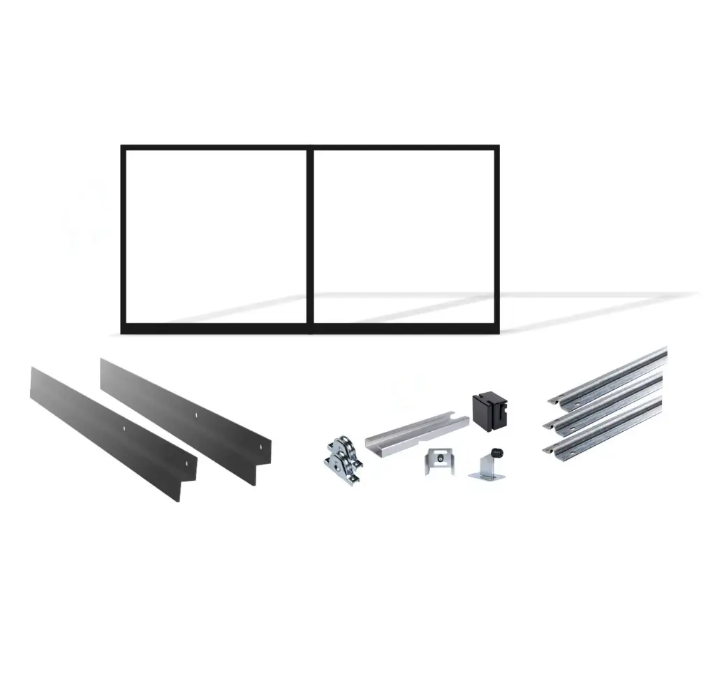 Up to 3600mm / 3.6m Opening (1500mm H) 4.17×1.5m Sliding Driveway Gate Package Cladding Gate Frame (External Cladding) (Satin Black Powder Coat)