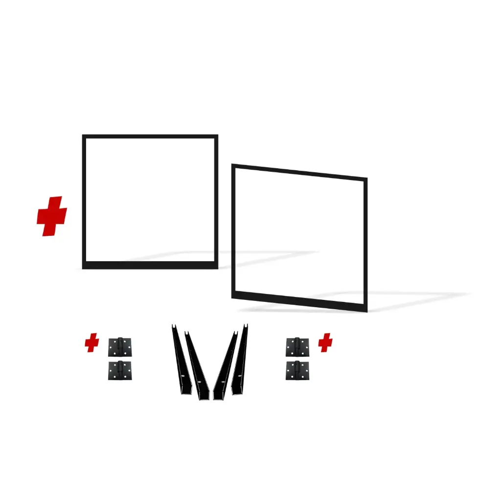 4800mm Double Swing Driveway Gates Opening (1200mm H) 4.8×1.2m Internal Cladding Gate Frames + Hinges (Satin Black Powder Coat) 