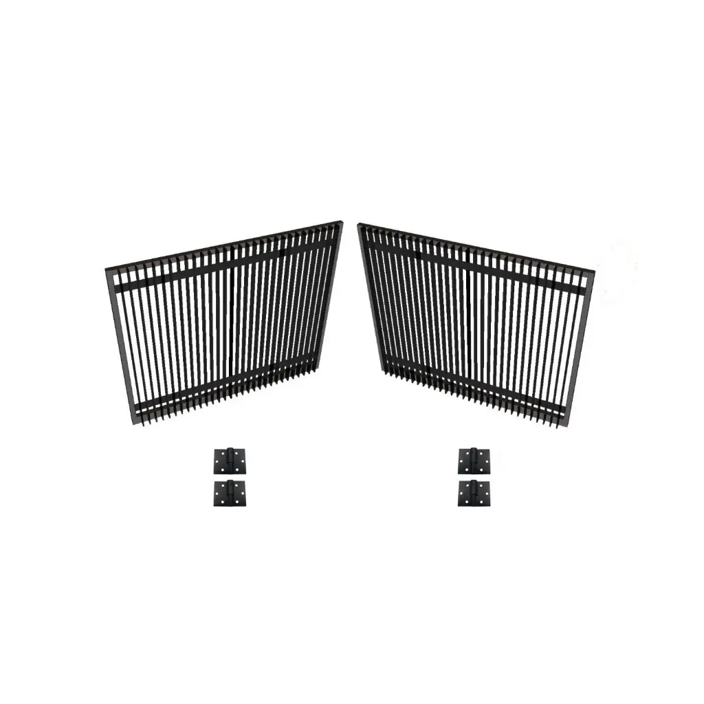 3000mm Double Swing Driveway Gates Opening (1200mm H) 3.0×1.2m Blade Gate + Hinges (Satin Black Powder Coat) 
