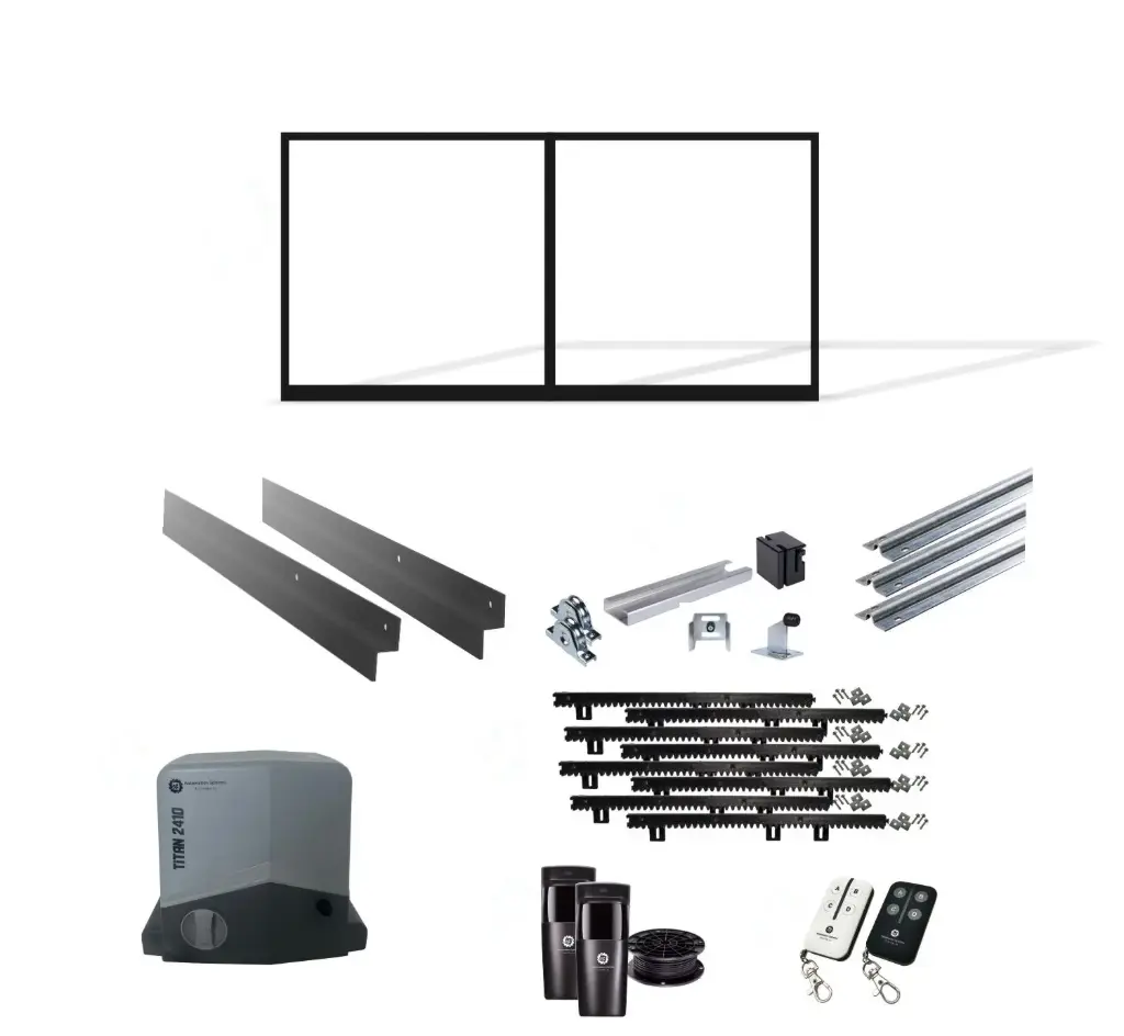 Up to 3200mm / 3.2m Opening (1800mm H) 3.6×1.8m Sliding Driveway Gate Package Cladding Gate Frame (External Cladding) (Satin Black Powder Coat) with extra heavy duty 24v sliding gate motor