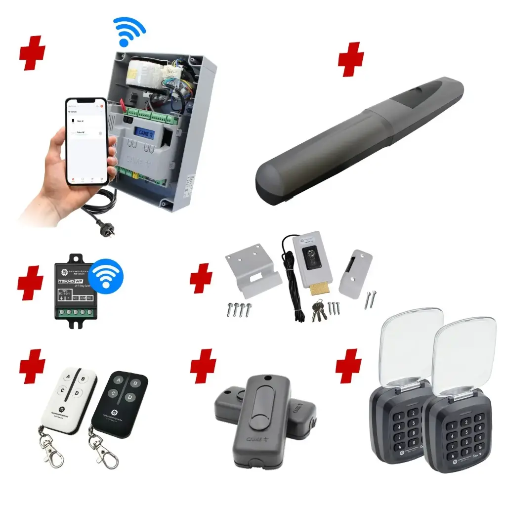 Single Swing Gate Automation Access Unlimited WiFi Bluetooth Kit Super Duty Linear Actuator 1000KG with Limit Stops and Encoder Made in Italy