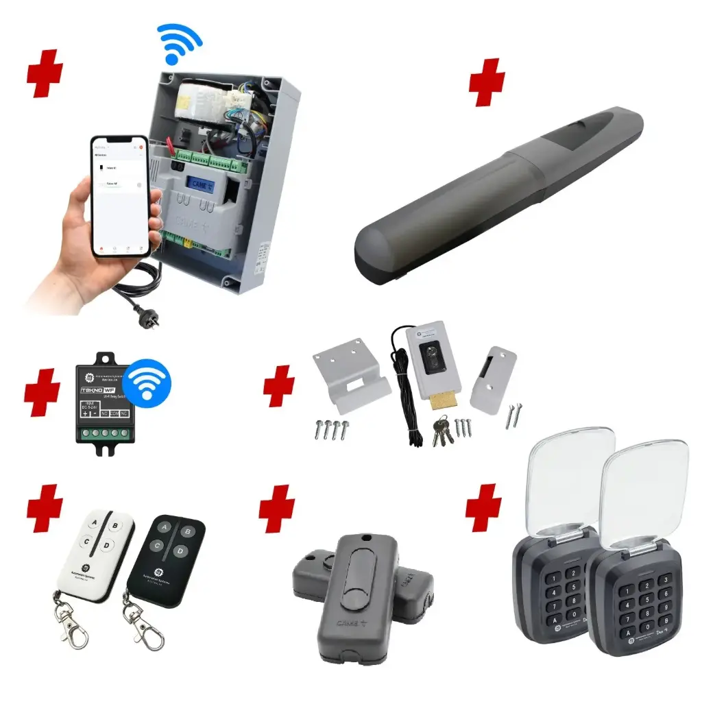 Single Swing Gate Automation Access Unlimited WiFi Bluetooth Kit Super Duty Linear Actuator 800KG with Limit Stops and Encoder Made in Italy