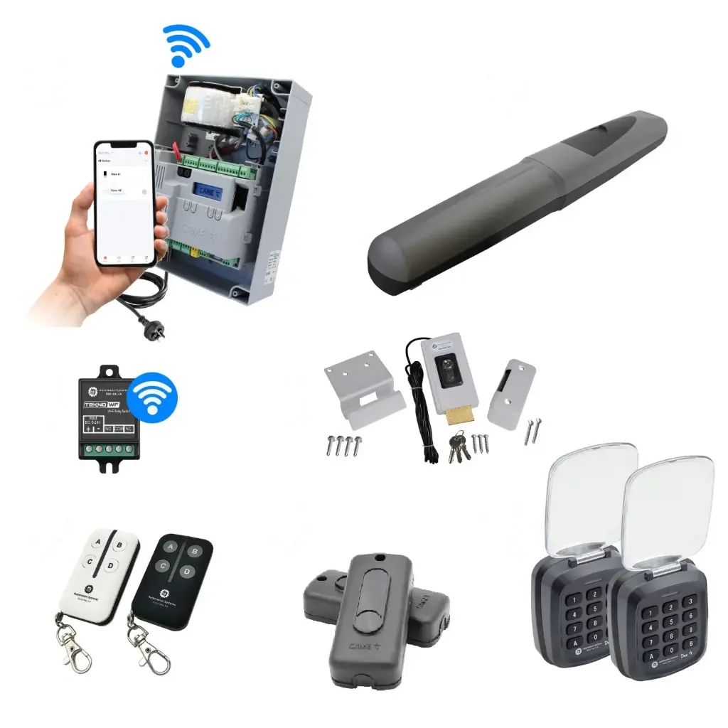 Single Swing Gate Automation Access Unlimited WiFi Bluetooth Kit Super Duty Linear Actuator 800KG with Limit Stops and Encoder Made in Italy