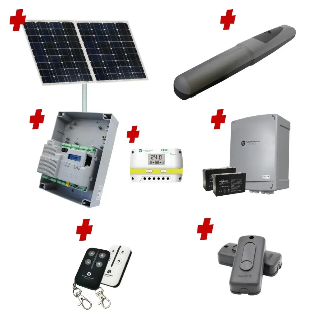 Solar Powered Single Swing Gate Automation Installer and Trade Kit Super Duty Linear Actuator 800KG with Limit Stops and Encoder Made in Italy