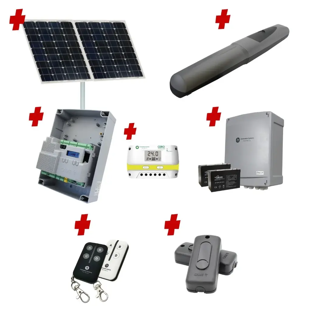 Solar Powered Single Swing Gate Automation Installer and Trade Kit Super Duty Linear Actuator 1000KG with Limit Stops and Encoder Made in Italy