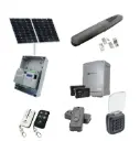Solar Powered Single Swing Gate Automation Access Secure Kit Super Duty Linear Actuator 1000KG with Limit Stops and Encoder Made in Italy