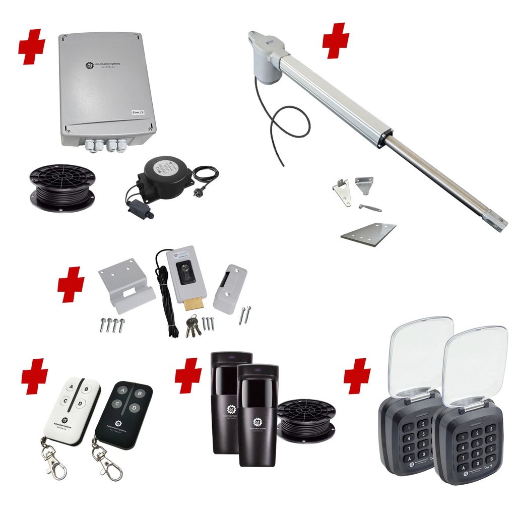 Viper 5 Long Stroke ITALIAN Low Voltage 24V Automatic Swing Driveway Gate Opener 24 Volt Kit ROBUST Heavy Duty Design with TWO Keypads Entry Exit